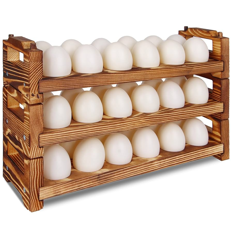 CVHOMEDECO. Wooden Egg Holder Fresh Egg Holders Countertop Firewood Egg Collecting Rack for Gathe... | Amazon (US)