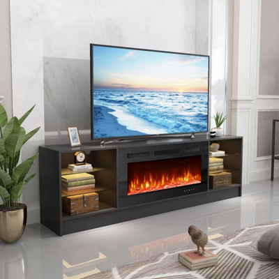 Erommy Fireplace TV Stand with 40" Electric Fireplace, Entertainment Center with Adjustable Glass Shelves, TV Console for TVs up to 79" | Target