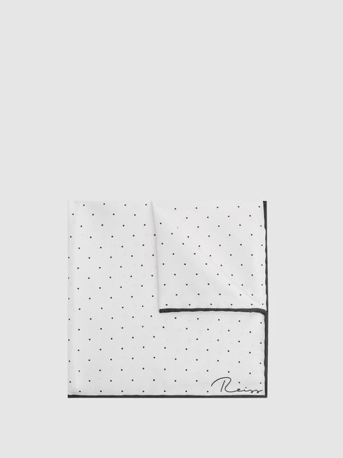 Reiss White Liam Polka Dot Silk Pocket Square | Reiss UK