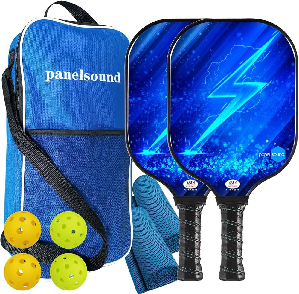 Panel Sound Pickleball Paddles, USAPA Approved Graphite Carbon Fiber/Fiberglass Pickleball Set of... | Amazon (US)