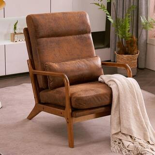 Brown Bronzing Cloth Leisure Chair with High Back | The Home Depot