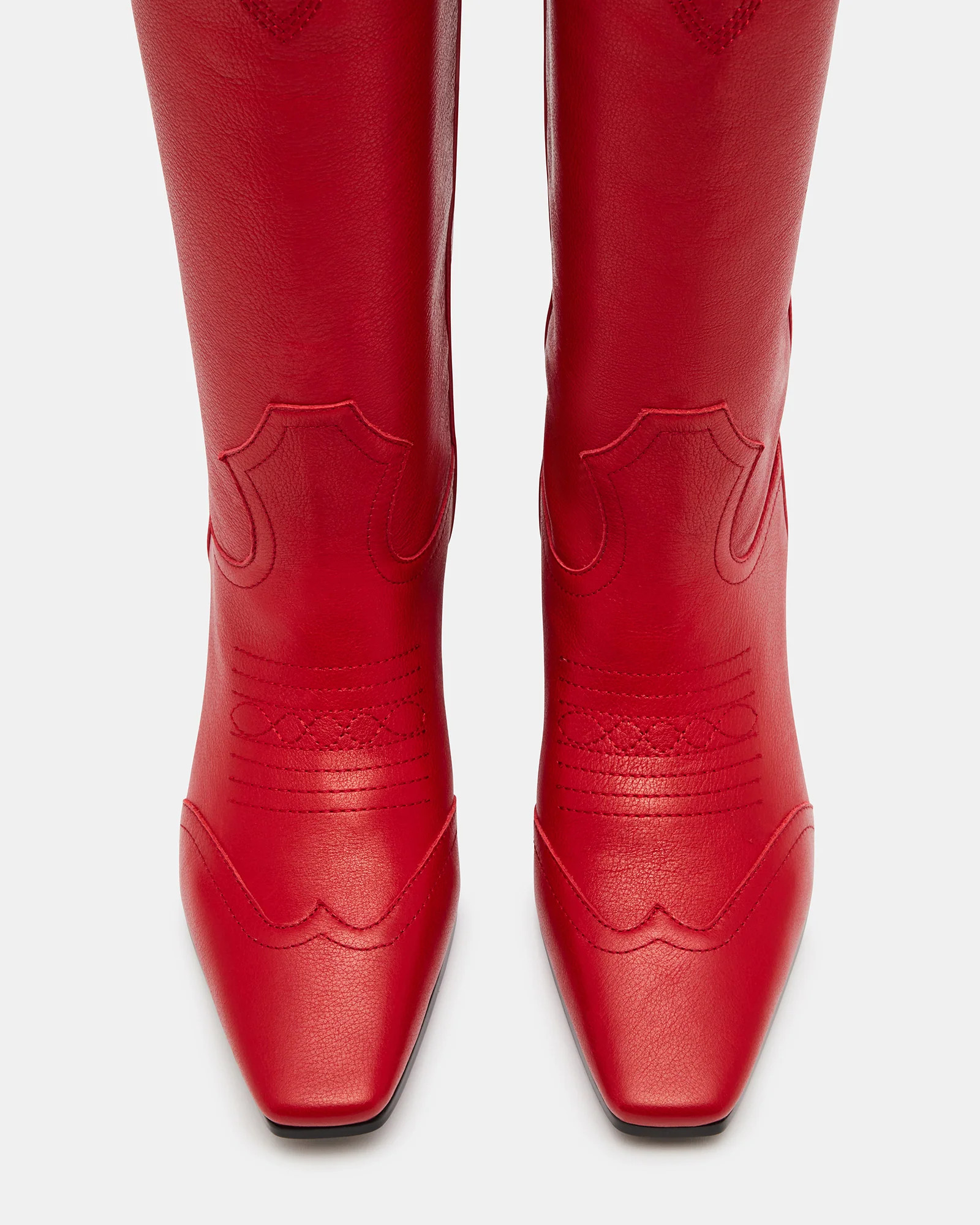 DOLLIE Red Leather Western Boot | Women's Boots | Steve Madden (US)