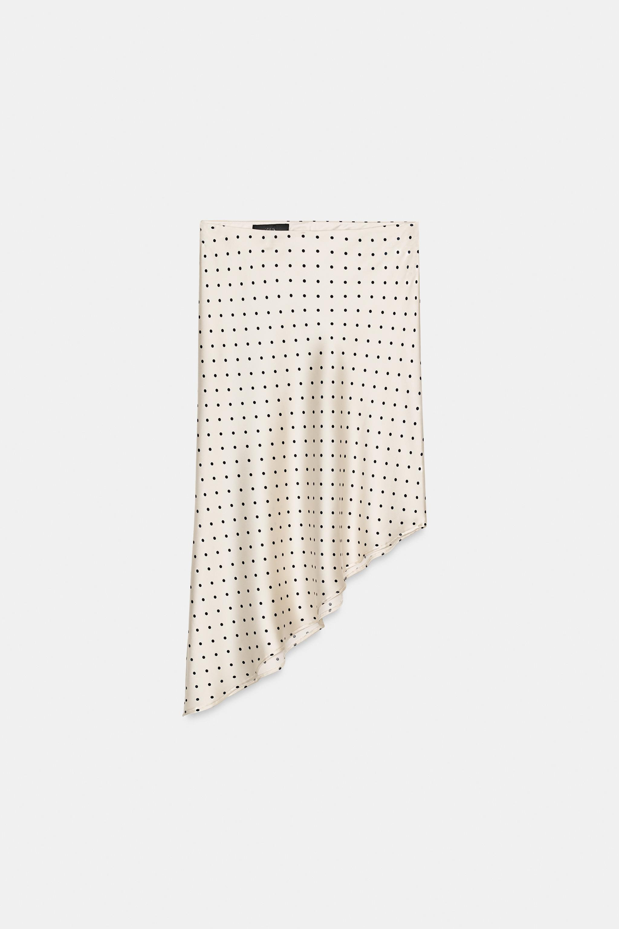 ASYMMETRIC POLKA DOT SATIN SKIRT | Zara FR