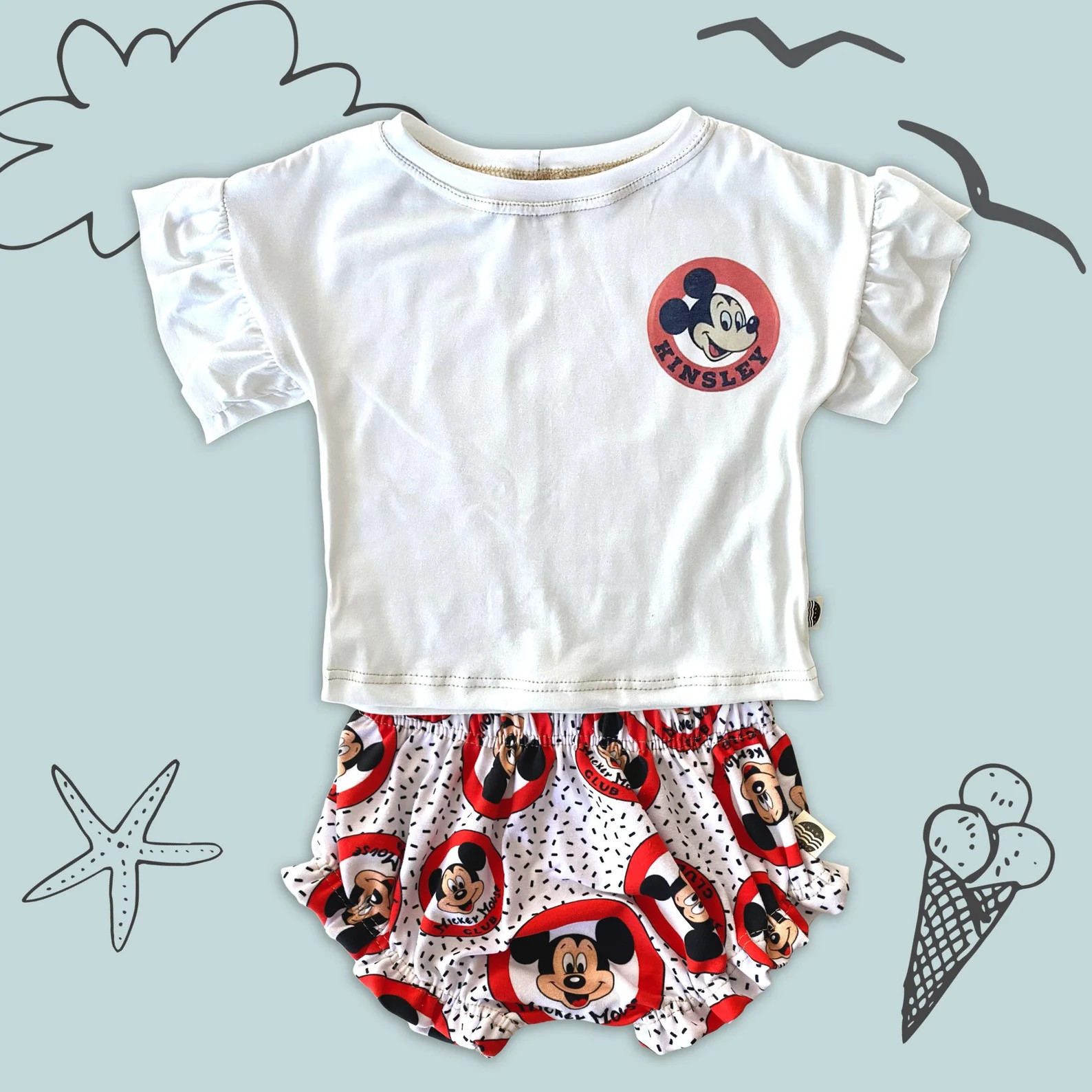 Girls Custom Mickey Mouse Club Set Ruffle Shorts Disney Set - Etsy | Etsy (US)