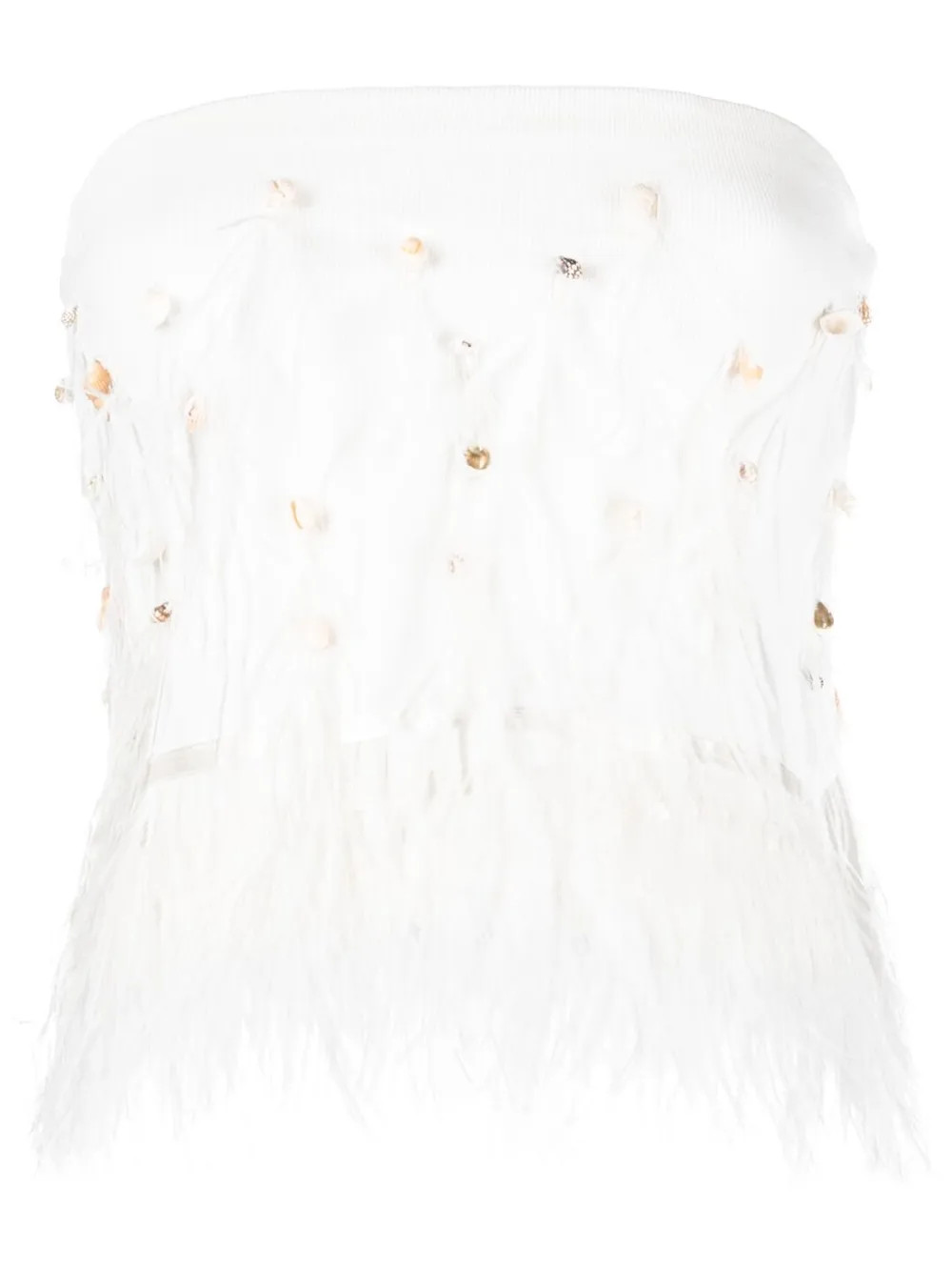 STAUD Kristen Feather Strapless Top - Farfetch | Farfetch Global