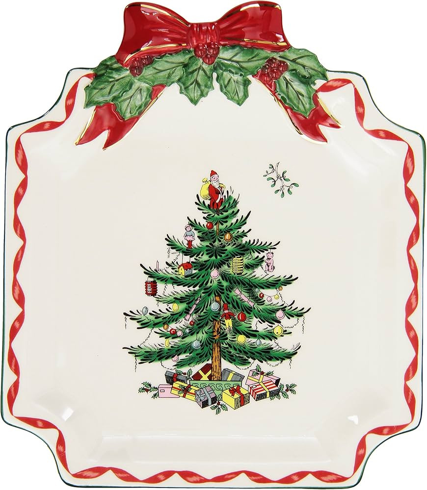 Spode Christmas Tree Ribbons Canape Plate - 6.5-Inch Holiday Serving Plate for Desserts, Appetize... | Amazon (US)