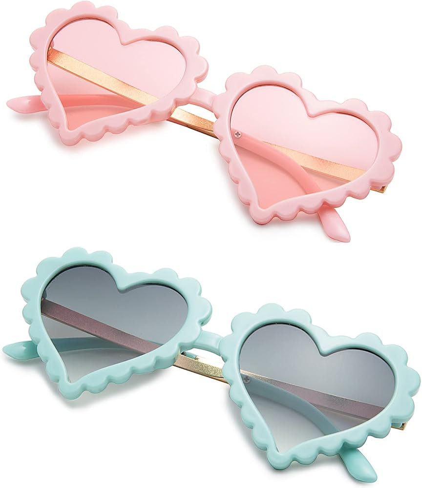 COASION Kids Heart Girls Sunglasses UV 400 Protection for Toddler Party Beach Shades Age 3-10 | Amazon (US)