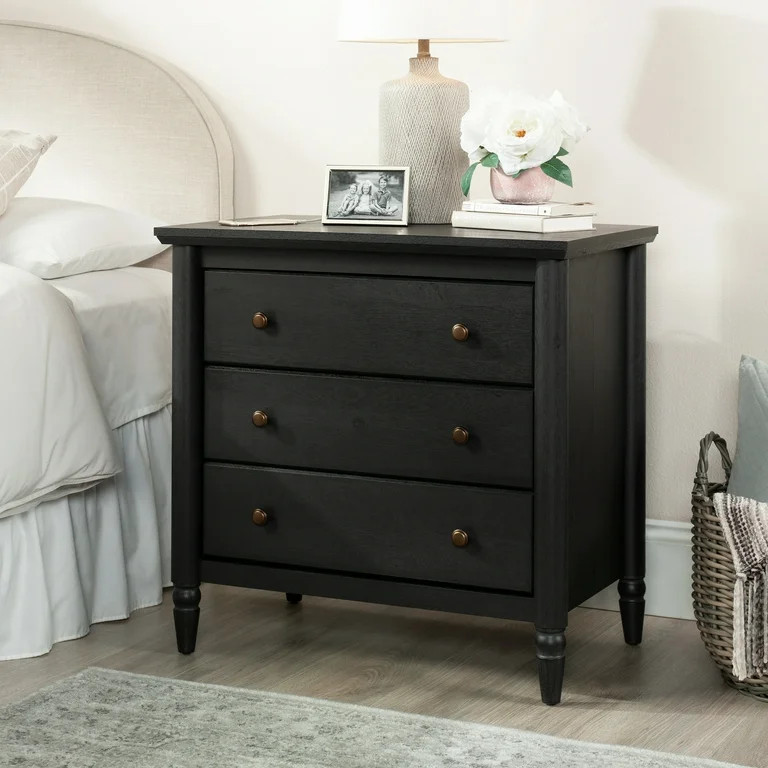 My Texas House Monroe 3 Drawer Nightstand with USB, Raven Black Oak Finish - Walmart.com | Walmart (US)