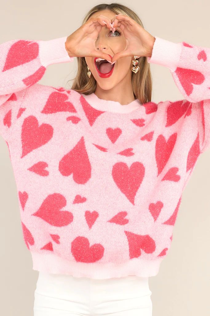 All Love Pink Heart Sweater | Red Dress 