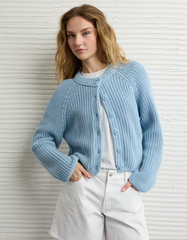 AE Cropped Raglan Cardigan Sweater | American Eagle Outfitters (US & CA)