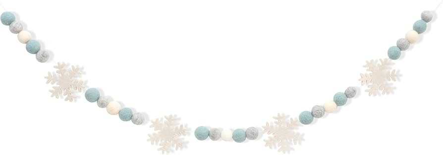 Snowflake Felt Ball Garland - Winter Birthday Home Decorations,Frozen Snowflake Garland Photo Pro... | Amazon (US)
