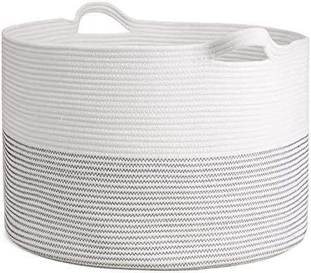 INDRESSME XXXLarge Cotton Rope Basket 21.7" x 21.7" x 13.8" Woven Baby Laundry Basket for Blankets T | Amazon (US)