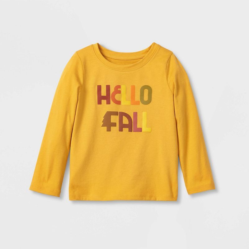 Toddler Girls' 'Hello Fall' Long Sleeve Graphic T-Shirt - Cat & Jack™ Yellow | Target