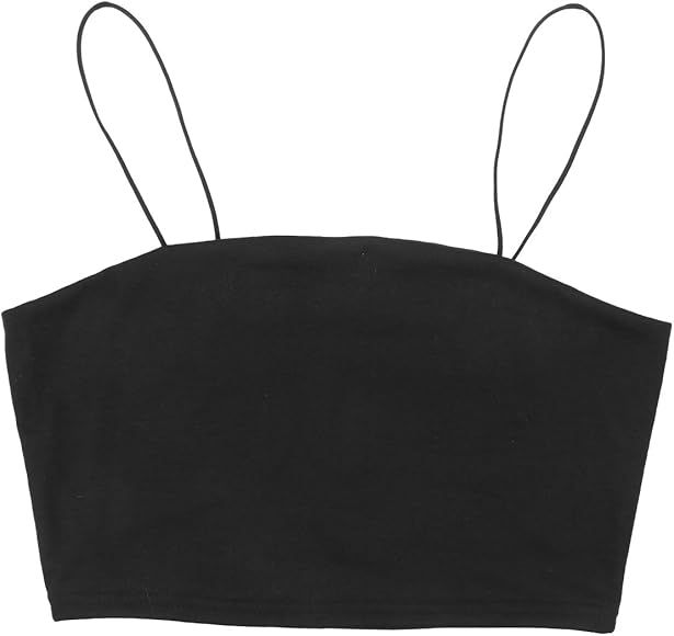 Women's Strap Crop Top Sexy Thin Strap Bandeau Tube Top Hot Vest Cool Strap Tank Top Size L(Black... | Amazon (CA)
