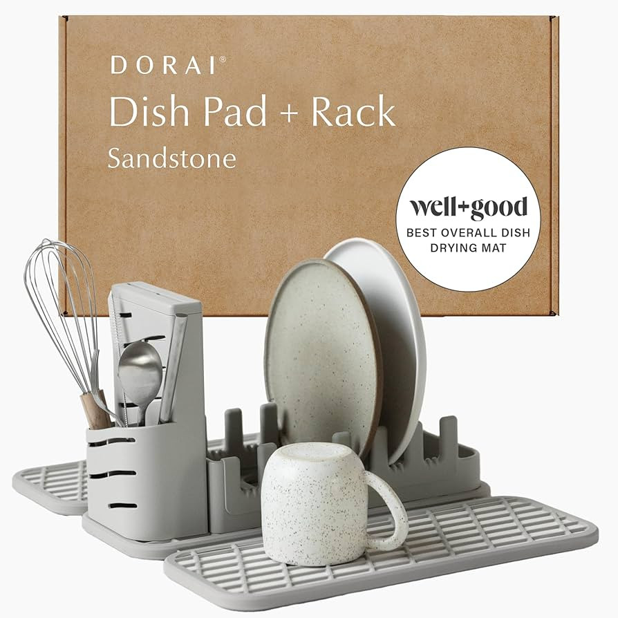 Dorai Home Collapsible Dish Drying Rack with Stone Dish Pad - Kitchen Counter Set with Diatomaceo... | Amazon (US)