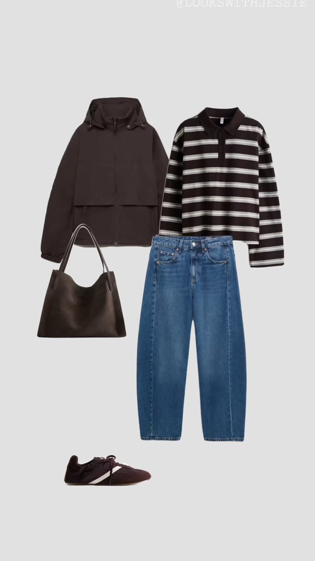 Brown Windbreaker Jacket, Striped Blue Rugby Polo T-Shirt & Blue Barrel Jeans Autumn Transitional Outfit 🤎

• casual style women’s uk 2026 o ur fits autumn outfit fall outfit ideas work workwear teacher outfits college university outfit pub outfits tote bag petite short regular long tall style travel outfits city break holiday outfit school run •

#LTKautumn #LTKuk #LTKjeans