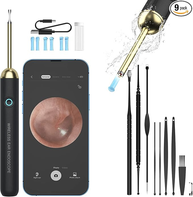 Ear Wax Removal - NIUQICT Ear Cleaner - Ear Camera 1080P with Lights - Ear Wax Removal Tool 9 Pcs... | Amazon (US)