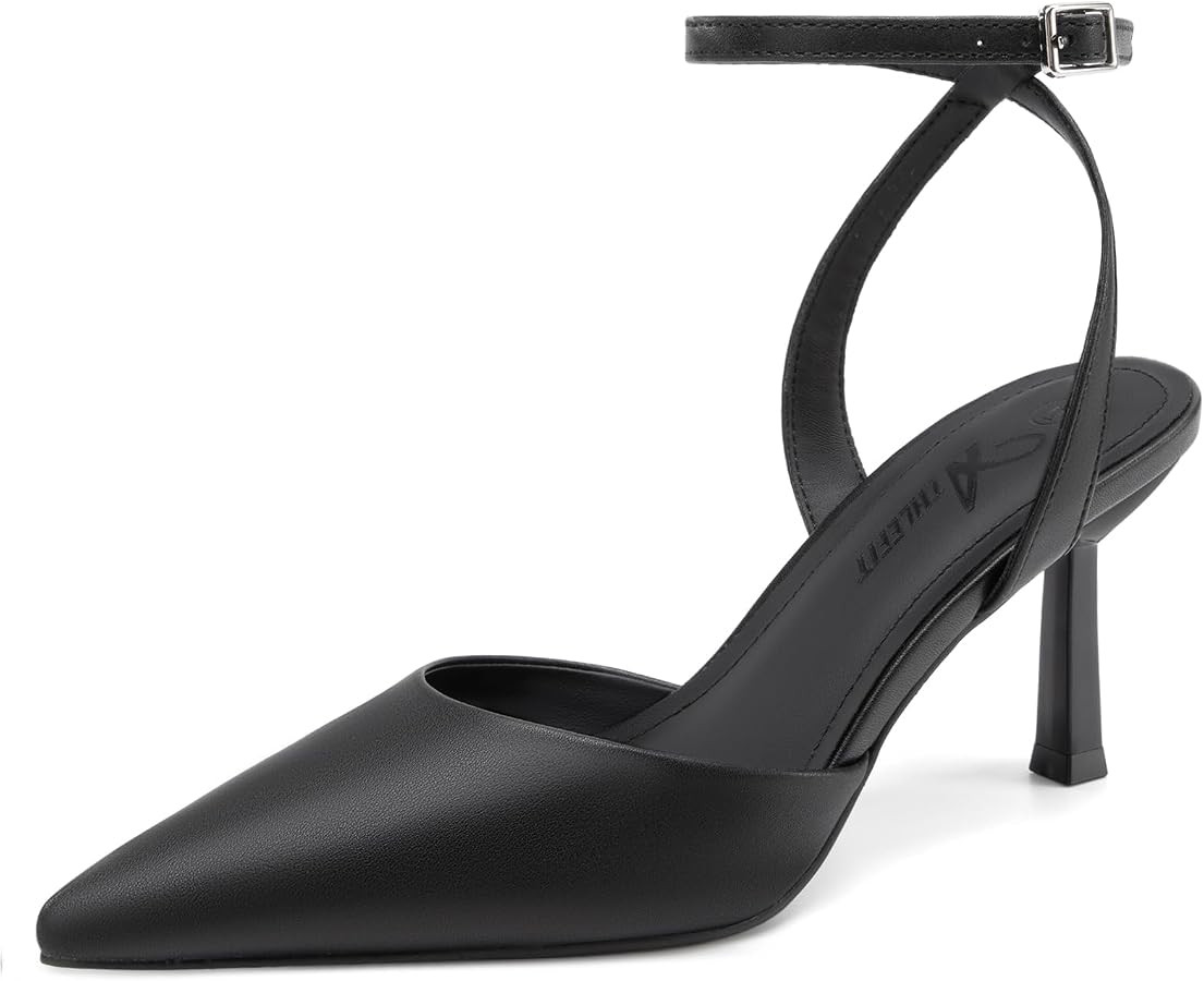 Athlefit Women's Closed Pointed Toe 3 Inch High Heels Ankle Strap Stiletto Heel Wedding Party Dre... | Amazon (US)