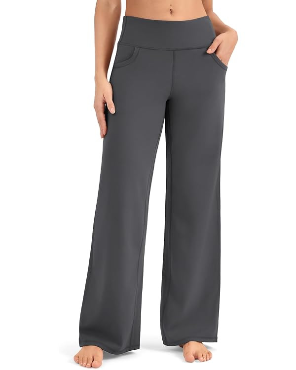 Yoga Pants Women Wide Leg Pants Woman with Pockets High Waist Stretch Dress Casual Sweatpants Pet... | Amazon (US)