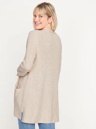 Textured Shaker-Stitch Long-Line Open-Front Sweater for Women | Old Navy (US)
