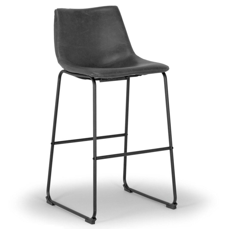 Set of 2 Adan Iron Frame Vintage Grey Faux Leather Bar Stool - Walmart.com | Walmart (US)