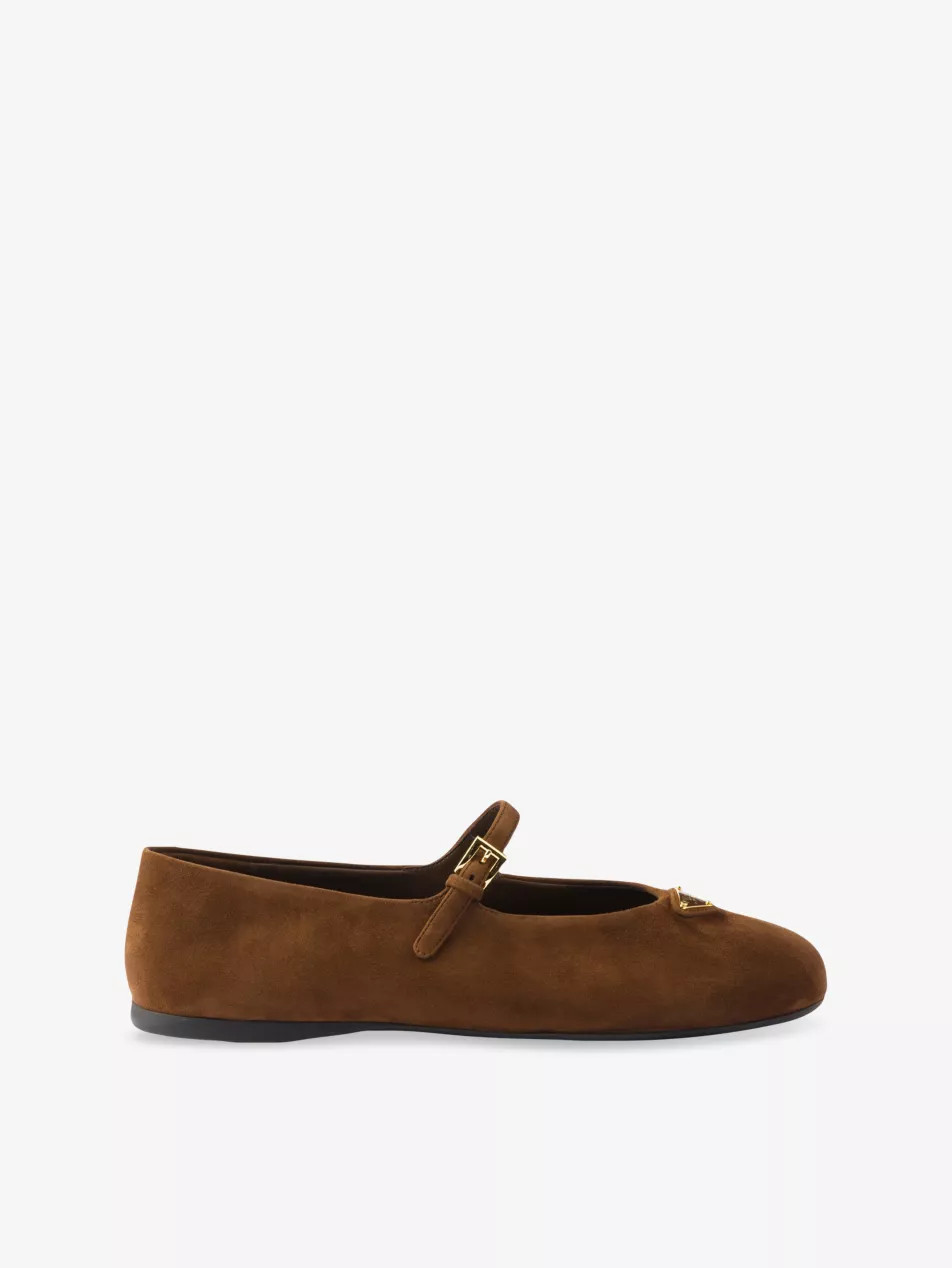 Triangle-Logo Suede Ballerina Flats | Selfridges