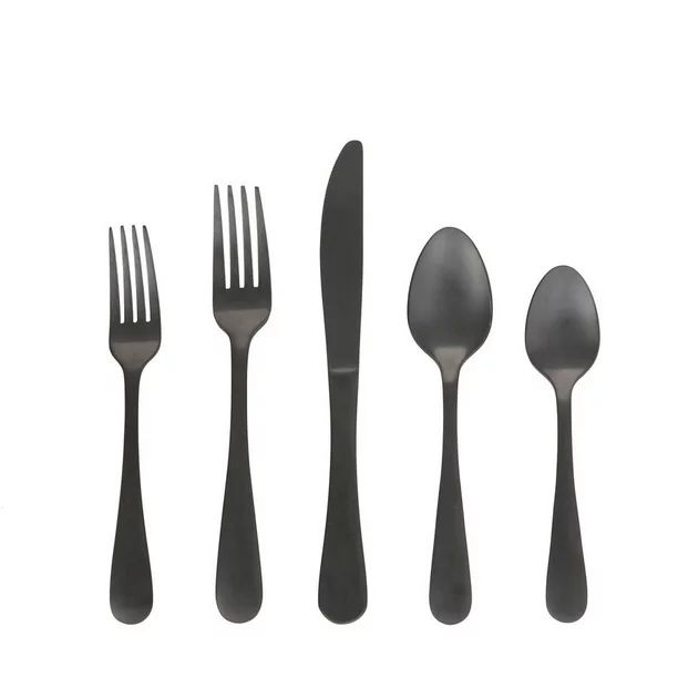 Better Homes & Gardens 20 Piece Corin Flatware Set with Black Matte Finish | Walmart (US)