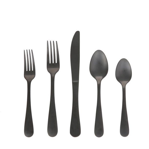 Better Homes & Gardens 20 Piece Corin Flatware Set with Black Matte Finish - Walmart.com | Walmart (US)