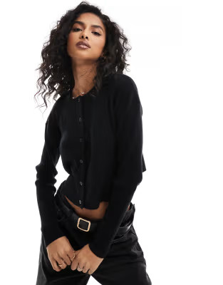 ASOS DESIGN slim fit cardigan with crew neck in black | ASOS | ASOS (Global)