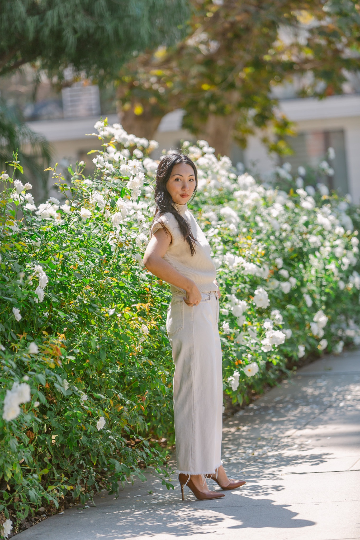 Neutral fall style: sleeveless sweater top, wide leg pant, closed toe pumps, leather belt, Dareth Colburn Designs jewelry 

#LTKCyberWeek #LTKworkwear #LTKstyletip