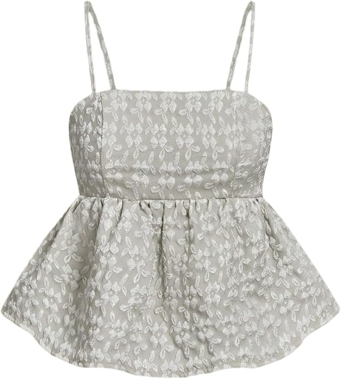 SOLY HUX Babydoll Top for Women Y2k Peplum Cami Cute Going Out Crop Tank Tops Flowy Ruffle Summer... | Amazon (US)
