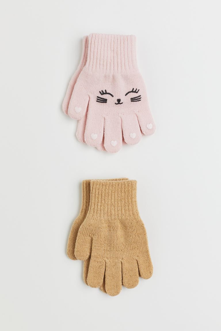 2-pack Gloves - Light pink/gold-colored - Kids | H&M US | H&M (US + CA)