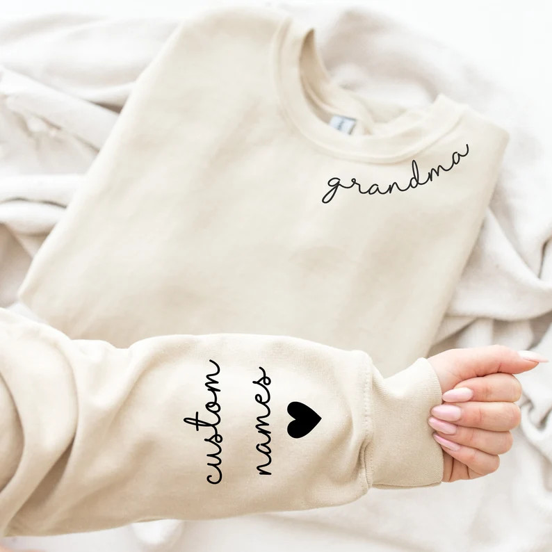 Custom Grandma Sweatshirt: Personalized Names on Sleeve, Gift for Grammy | Etsy (US)