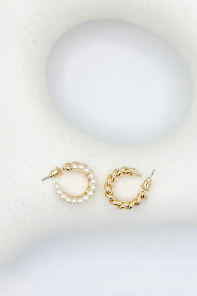 Double Rope and Pearl Huggie Earrings for Women | Glik's