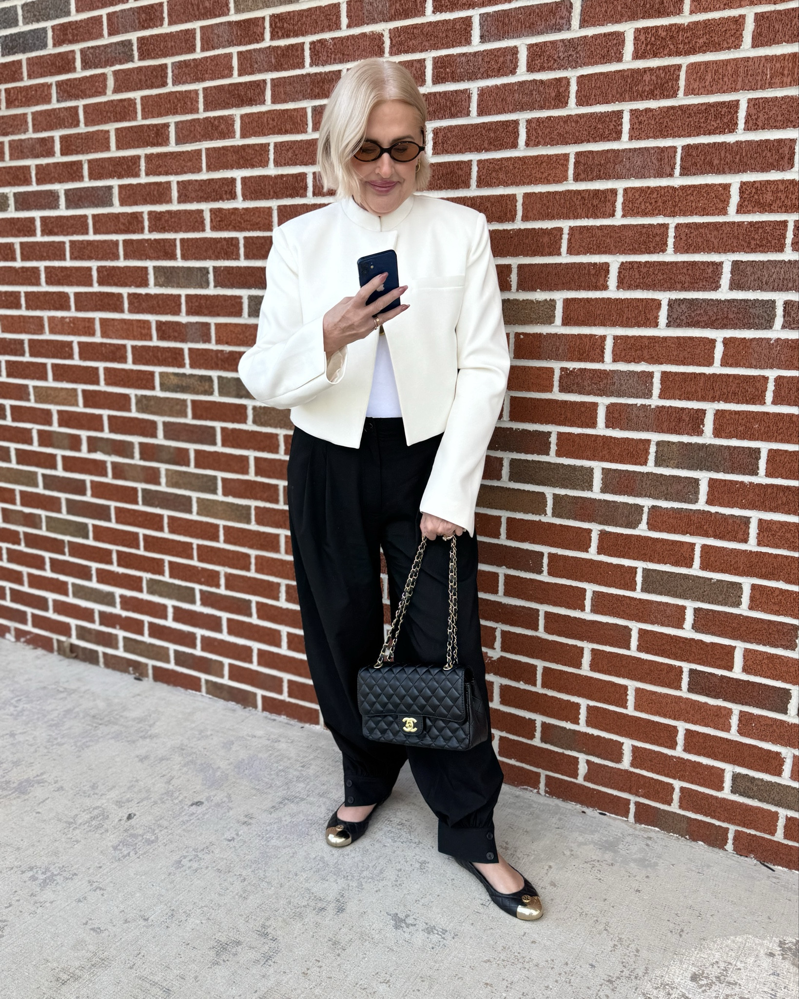 What I wore for a meeting downtown. 
H&M balloon pants
Tori Burch flats 
Zara cream cropped blazer 
Chanel flap- pre loved 
🎁 some items previously gifted 

#LTKdayinmylife #LTKootd #LTKOver40