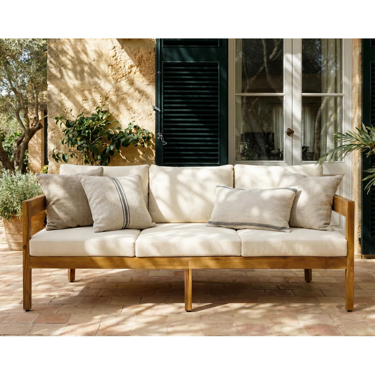 76.5'' Wide Straight Patio Sofa with Cushions | Wayfair North America