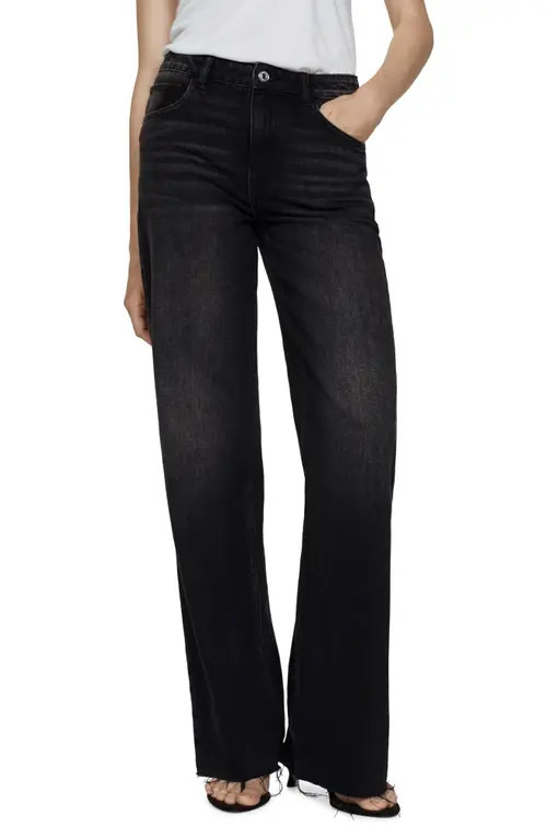 MANGO Danila Wide Leg Jeans in Black Denim at Nordstrom, Size 14 | Nordstrom