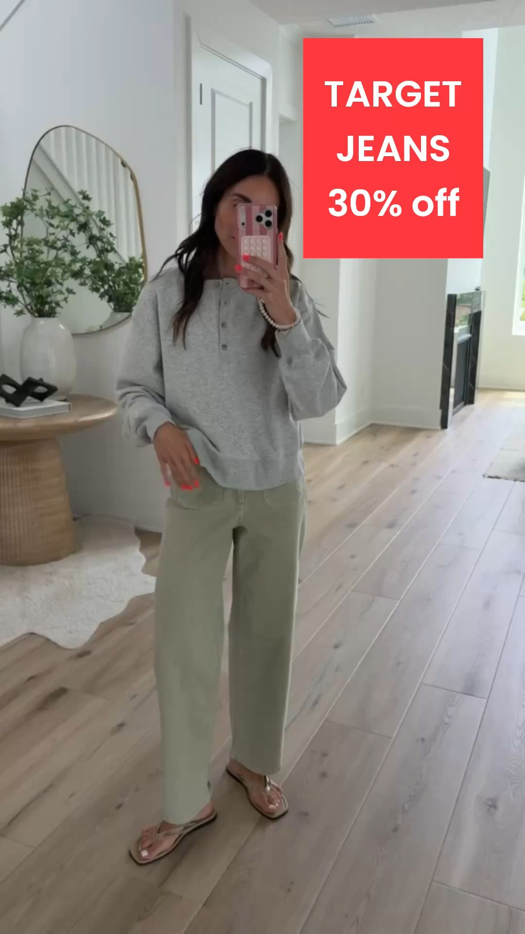 TARGET JEANS 30% off. Target new arrivals, I'm wearing size 2 in jeans and size M in sweatshirt.
