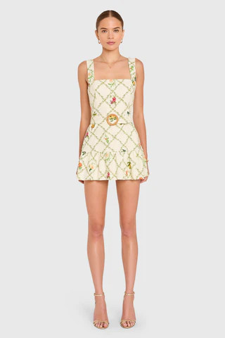 Amanda Uprichard Lena Romper in Trellis in Trellis Print - Size S | Amanda Uprichard