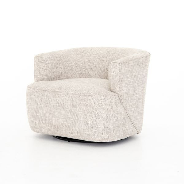 Mila Upholstered Brazos Dove Round Swivel Accent Chair | Scout & Nimble