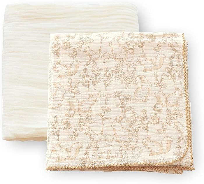 Baby Swaddle Newborn Recieving Blanket 100% Cotton Muslin 2Pack Nursery Wrap Lace Design 40"x40" | Amazon (US)