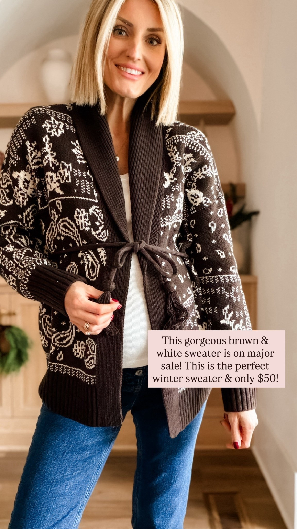 Now is a great time to grab this sweater while it’s on sale 👏🏼 so cozy & the print is so cute! Wearing size small. 

Loverly Grey, Abercrombie, brown and white cardigan, brown and white sweater, sale alert, winter fashion, winter outfit ideas 

#LTKootd #LTKSaleAlert #LTKSeasonal