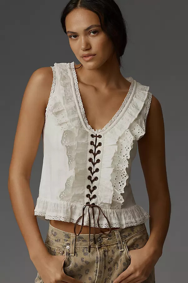 Pilcro Eyelet Ruffle Tank | Anthropologie (US)