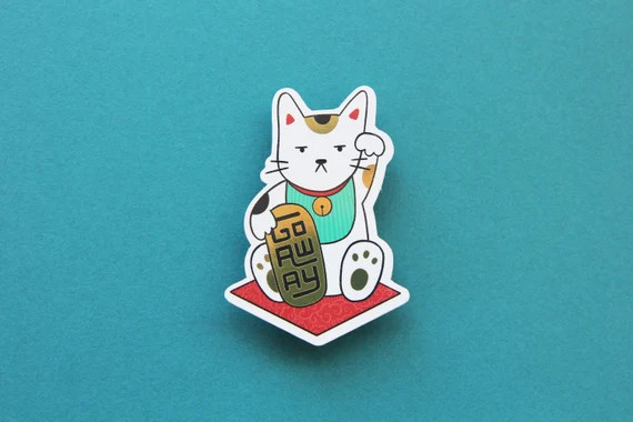 Gold Metallic Go Away Maneki Neko Cat Sticker  Illustration | Etsy | Etsy (US)