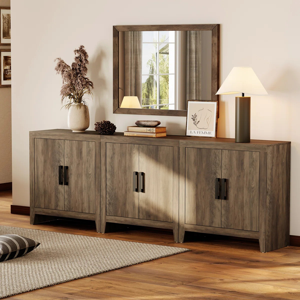 Farmhouse TV Stand For Tvs Up To 85 Inch, Rustic Wood Entertainment Center & Media Console With 6... | Wayfair North America