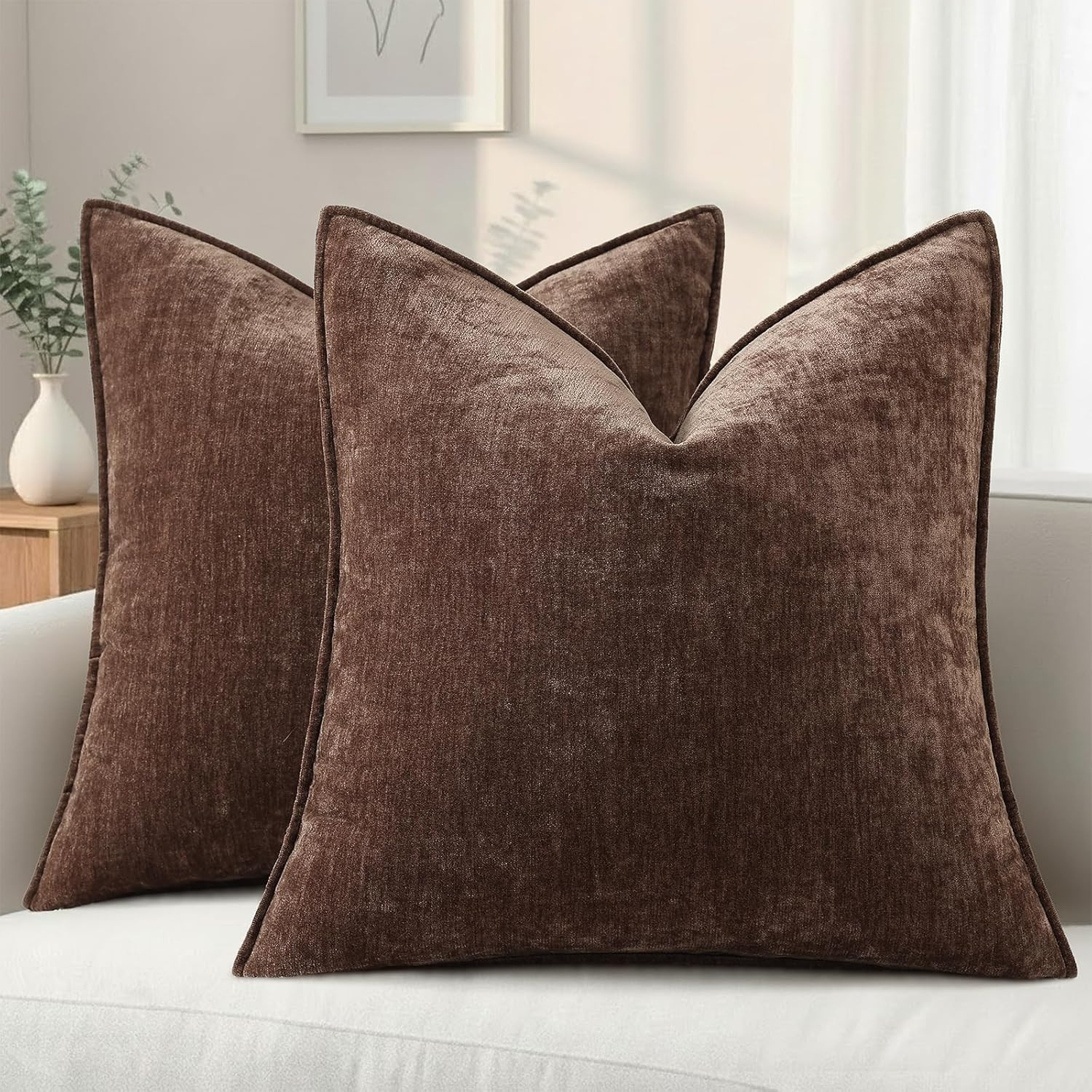 decorUhome Fall Couch Euro Sham Throw Pillow Covers 26x26 Set of 2, Decorative Soft Velvet Modern... | Amazon (US)