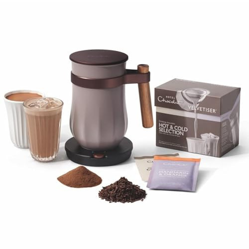Hot & Cold Drinking Chocolate System - The ALL-NEW Velvetiser from Hotel Chocolat - Kit includes hot chocolate maker with US Power Supply, 10 serving taster box, 1 mug and 1 glass - Pebble Edition | Amazon (US)