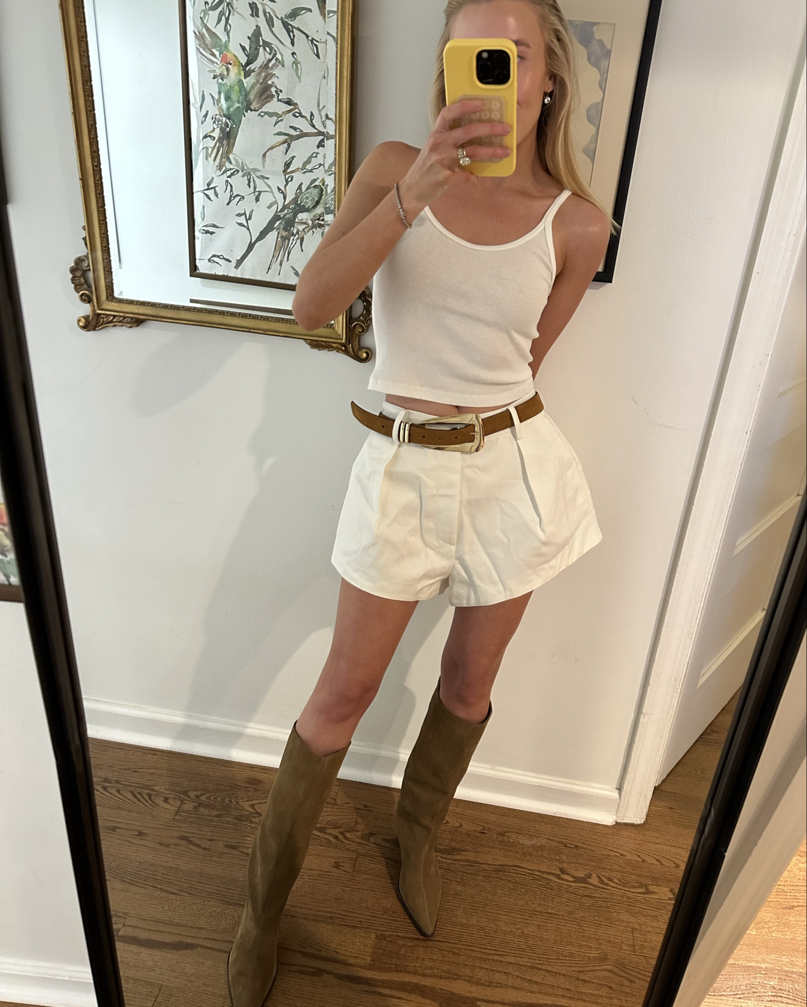 My recent Zara haul! 

White shorts— size up. I took a S
White jacket- size small
Chino denim shorts- size up. I took a 4
Suede boots- TTS
Striped shorts- size down. I took a XS
White jeans- TTS. I took a 2
Belt- TTS
Trouser- size down. I took a XS

#LTKStyleTip #LTKShoeCrush #LTKSeasonal