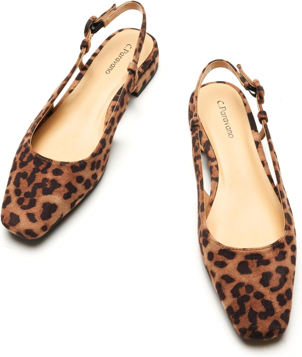 C.Paravano Square Toe Slingback Flats for Women Closed Sandal Dressy Shoes | Amazon (US)