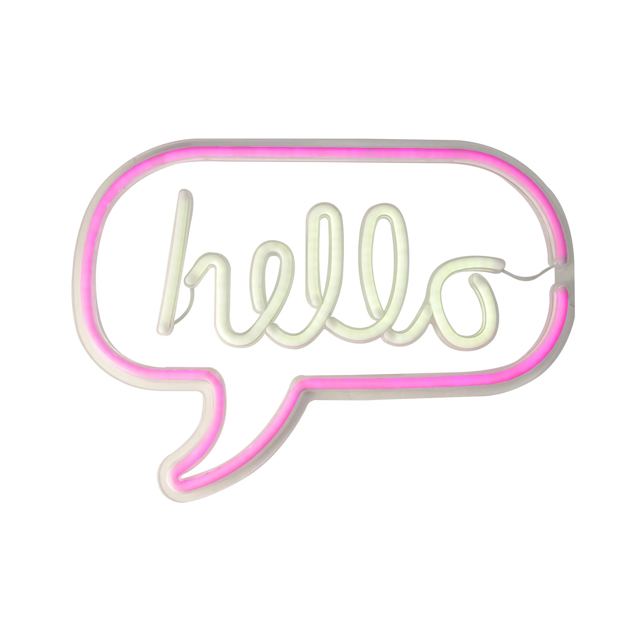 Northlight Seasonal 17" Pink and White 'Hello' Word Bubble LED Neon Style Wall Sign & Reviews | W... | Wayfair North America